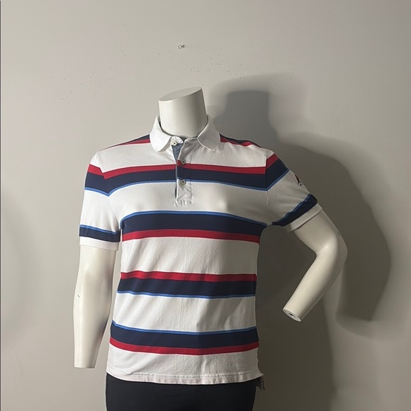 Chaps Red and Blue Polo Shirt Classic Striped Design - Picture 1 of 14
